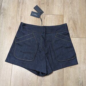 NWT Derek Lam High Rise Dark Denim Big Pockets Shorts US Size 4 (Euro 40)
